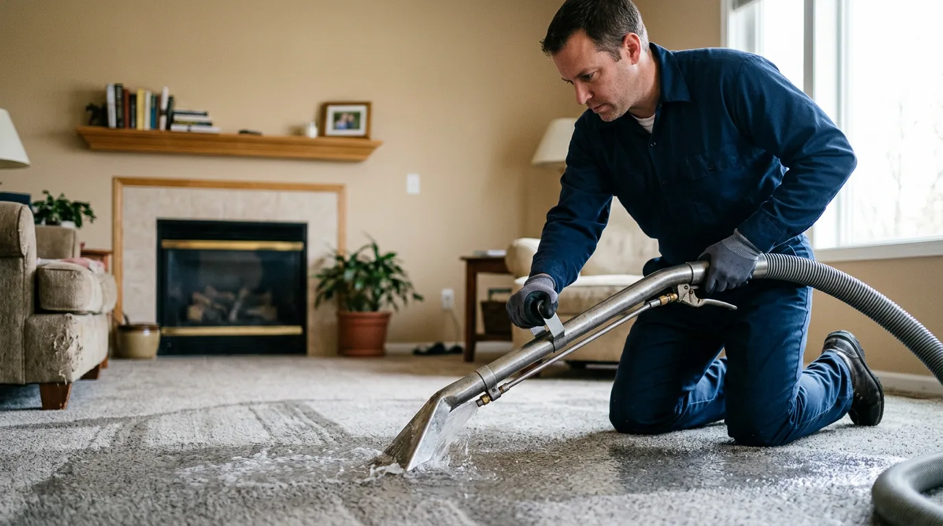 Water damage restoration technician working near Wallace, KS